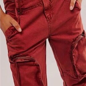 Free People Can't Compare Slouch Pants Cargo Zipper Pockets
